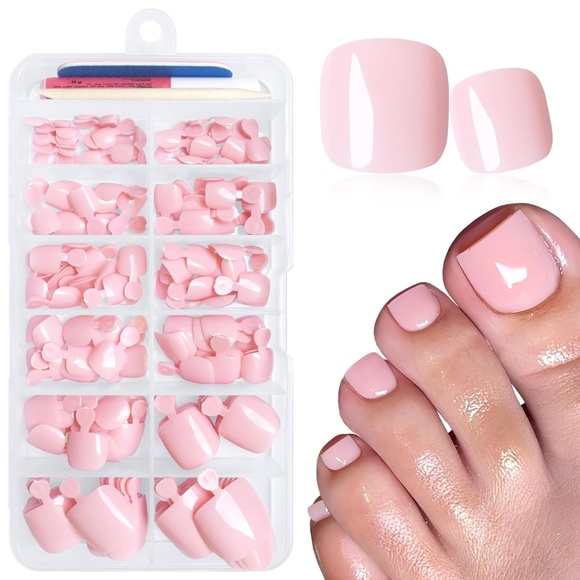240 Light Pink Press on Toe Nails - Picture 1 of 6